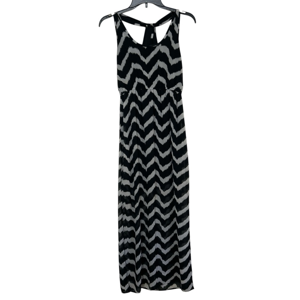 Forever 21 XXI Black and White Chevron Sleeveless Maxi Dress Racerback Medium